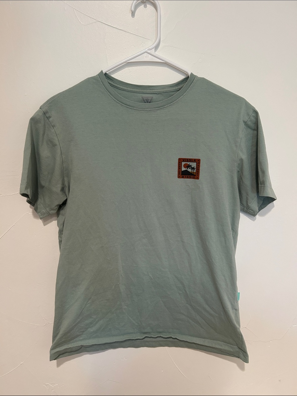 VISSLA Sage Green Short Sleeve Crew Tee with Chest Patch